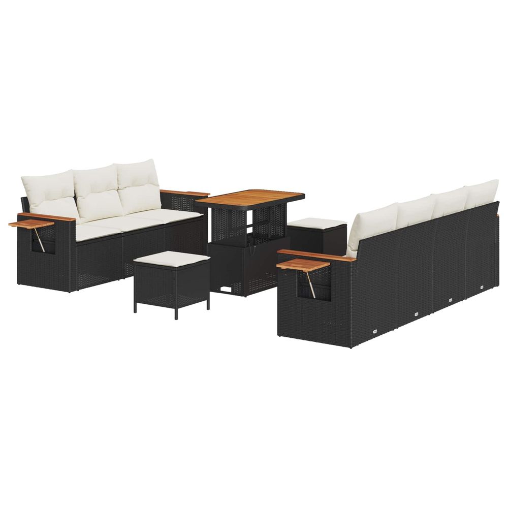 Ensemble de canapé de jardin 10 pc noir polyrotin