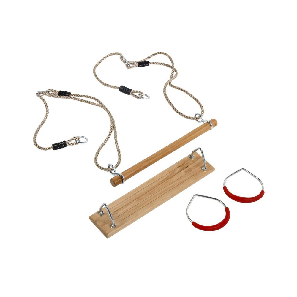 Kit 3 accessoires balançoire + anneaux de gym + trapèze