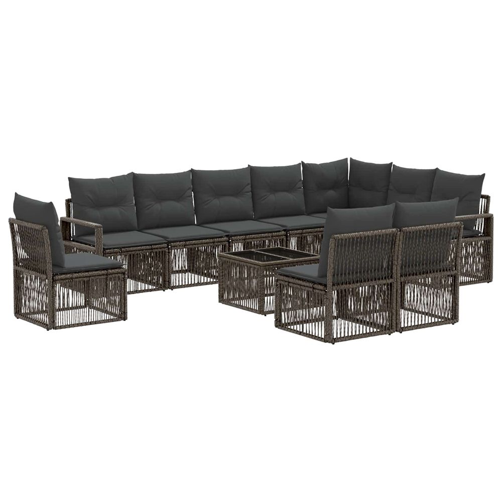 Ensemble de canapé de jardin 11 pc gris polyrotin