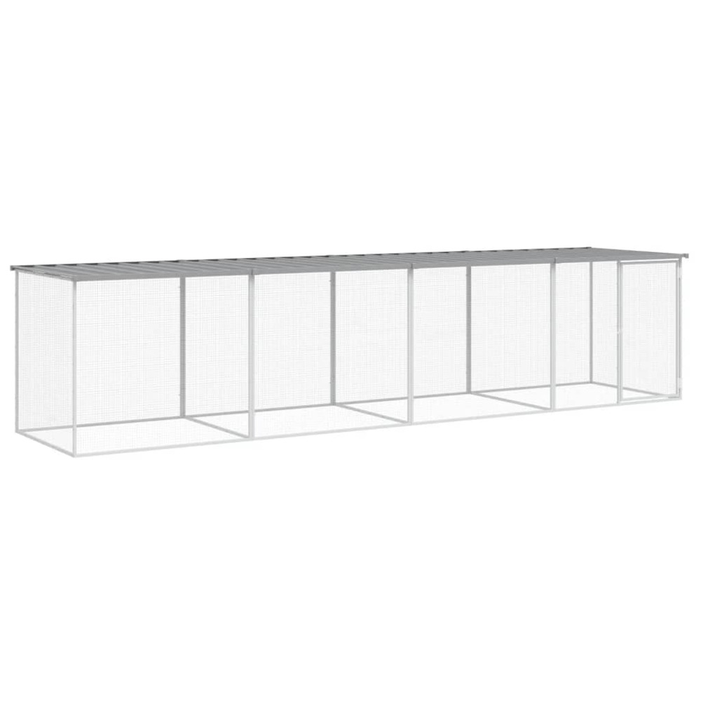 Poulailler avec toit gris clair 403x98x90 cm acier galvanisé