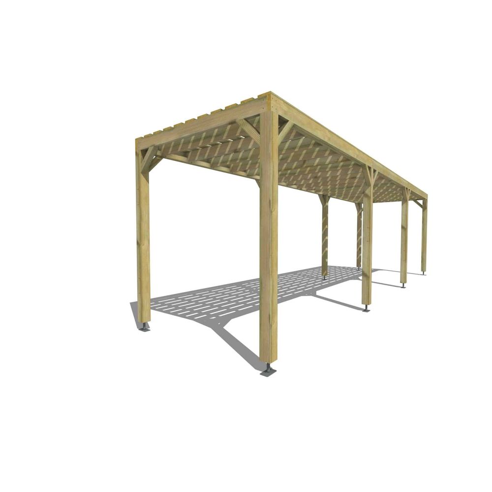 Pergola bois • 9m x 2m • indépendante • sens profondeur • platelage bois • livraison comprise
