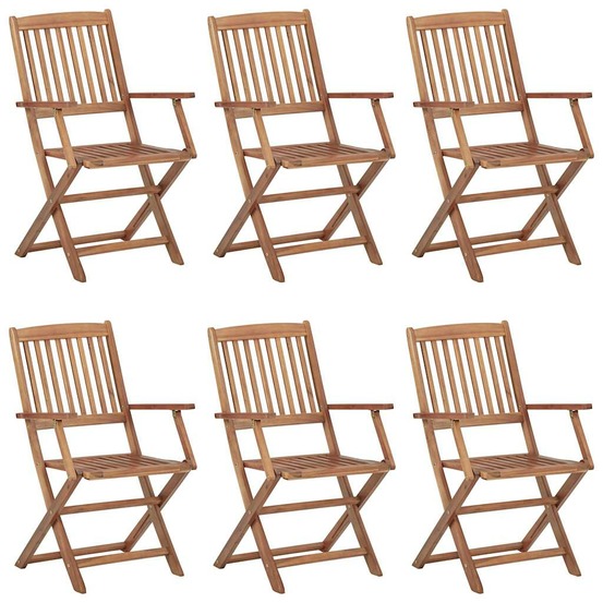 Chaises pliables de jardin lot de 6 avec coussins bois d'acacia