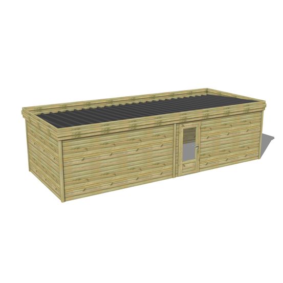 Abri de jardin bois pin traité autoclave 27mm - 8,595x3,44m / 30m2 - bac acier - abri français