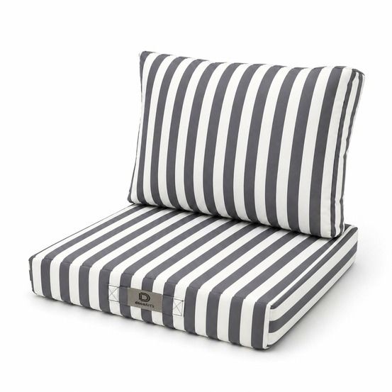 Coussins pour salon de jardin déhoussable 50x50cm rayure gris foncé