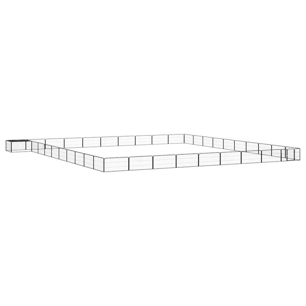 Enclos chien 40 panneaux acier avec toit pour jardin extérieur noir 100x50cm