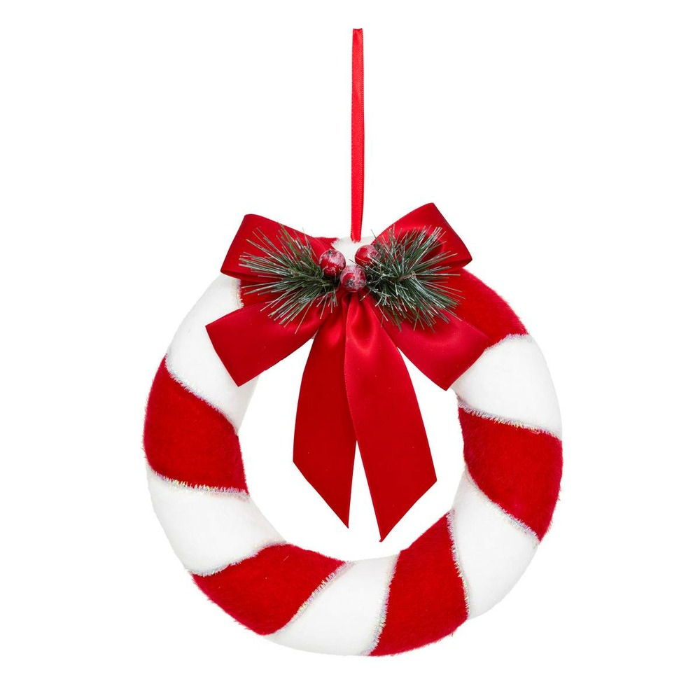 Couronne polystyrène d.23cm rouge et blanc