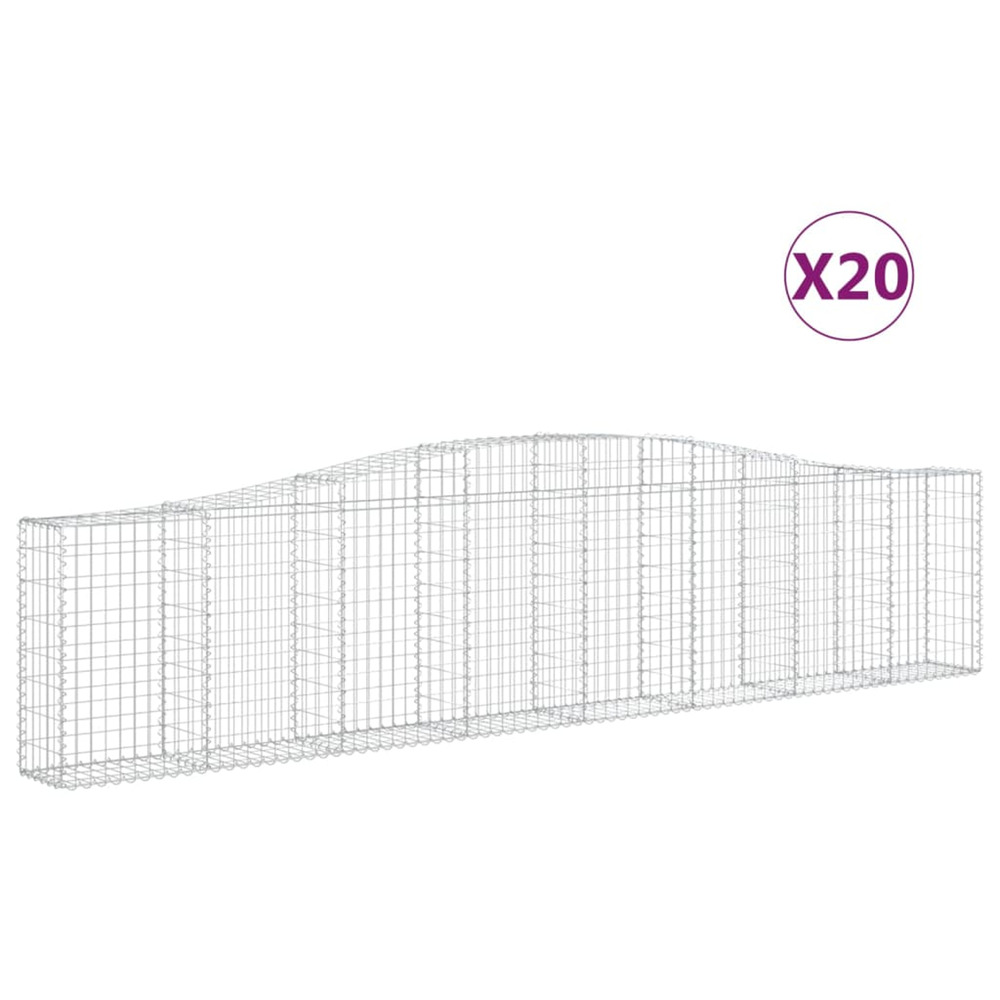 Paniers à gabions arqués 20 pcs 400x30x80/100 cm fer galvanisé