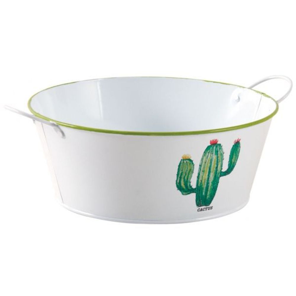 Corbeille ronde en métal laqué cactus