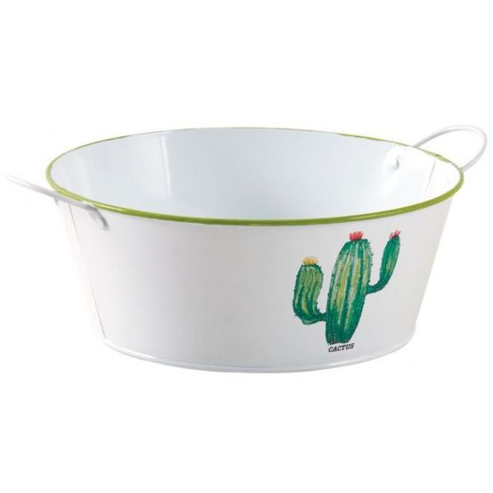 Corbeille ronde en métal laqué cactus
