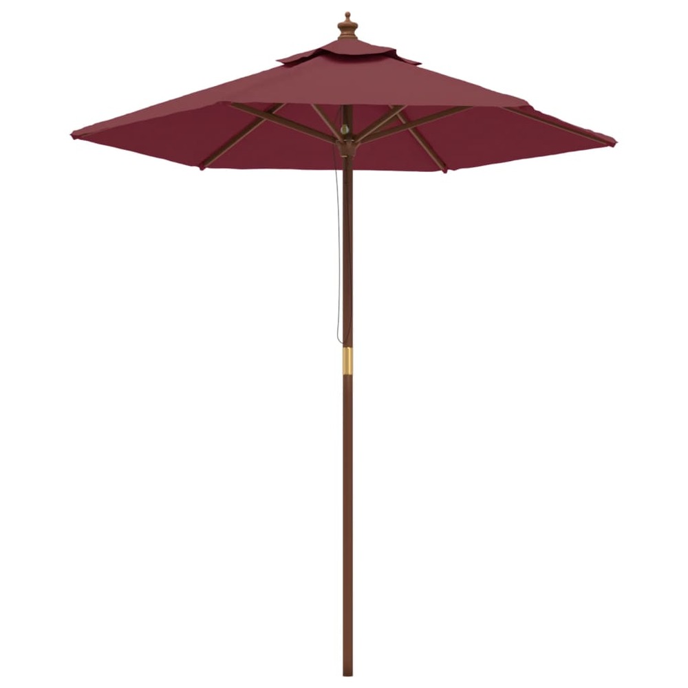Parasol de jardin avec mât en bois 196 x 231 cm rouge bordeaux
