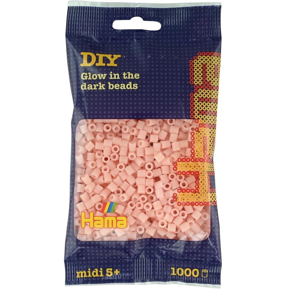 Sachet 1000 perles plastique midi mix rose phosphorescent