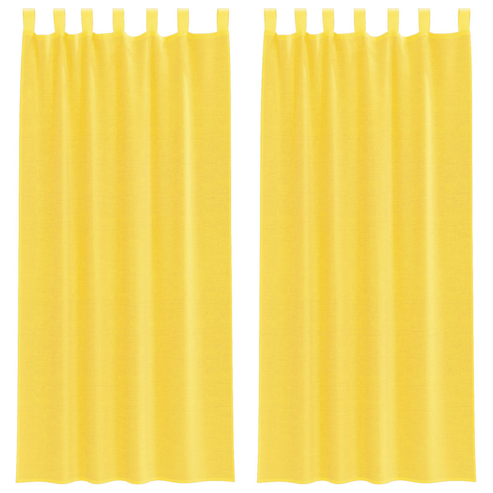 Rideaux en voile avec boucles 2 pcs jaune 140x245 cm