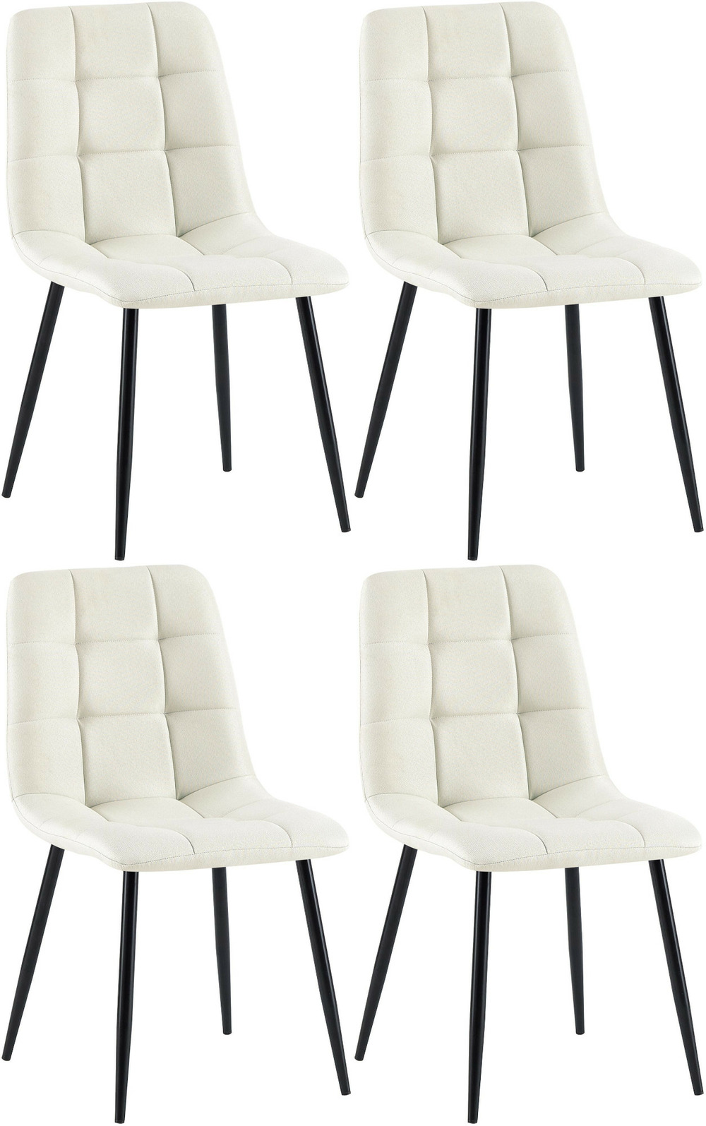 Lot de 4 chaises de salle à manger tissu antibes