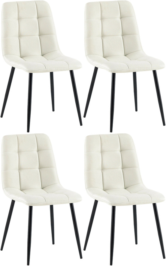 Lot de 4 chaises de salle à manger tissu antibes