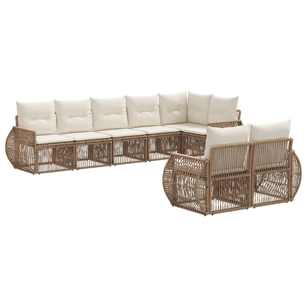 Ensemble de canapé de jardin 8 pcs beige et blanc crème