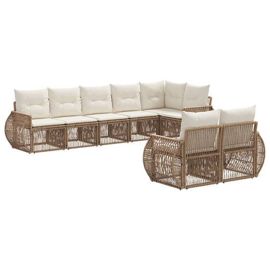 Ensemble de canapé de jardin 8 pcs beige et blanc crème
