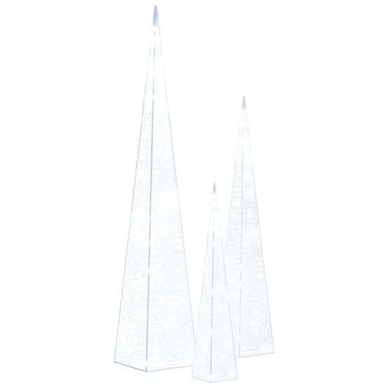 Jeu de cônes lumineux à led acrylique blanc froid 30/45/60 cm