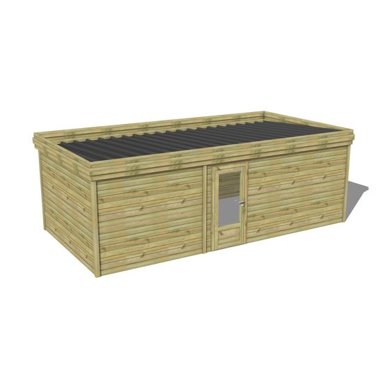 Abri de jardin bois pin traité autoclave 27mm - 6,895x3,44m / 24m2 - bac acier - abri français