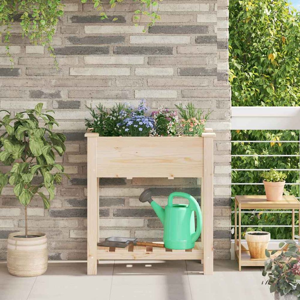Bac à plantes en bois de sapin avec étagère de rangement pour jardin 71cm