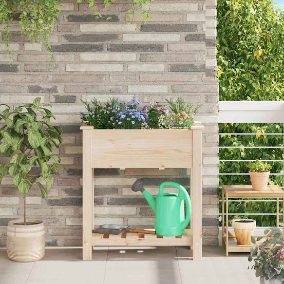 Bac à plantes en bois de sapin avec étagère de rangement pour jardin 71cm