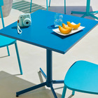 Ensemble table de jardin carrée et 2 fauteuils métal bleu pacific