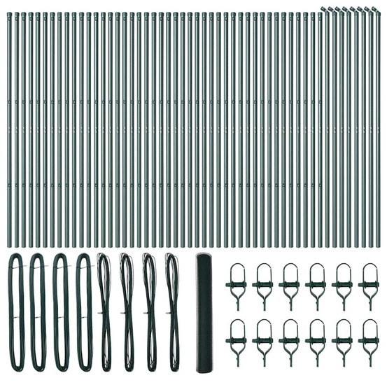 Clôture avec poteaux vert 1 x 100 m acier recouvert de pvc