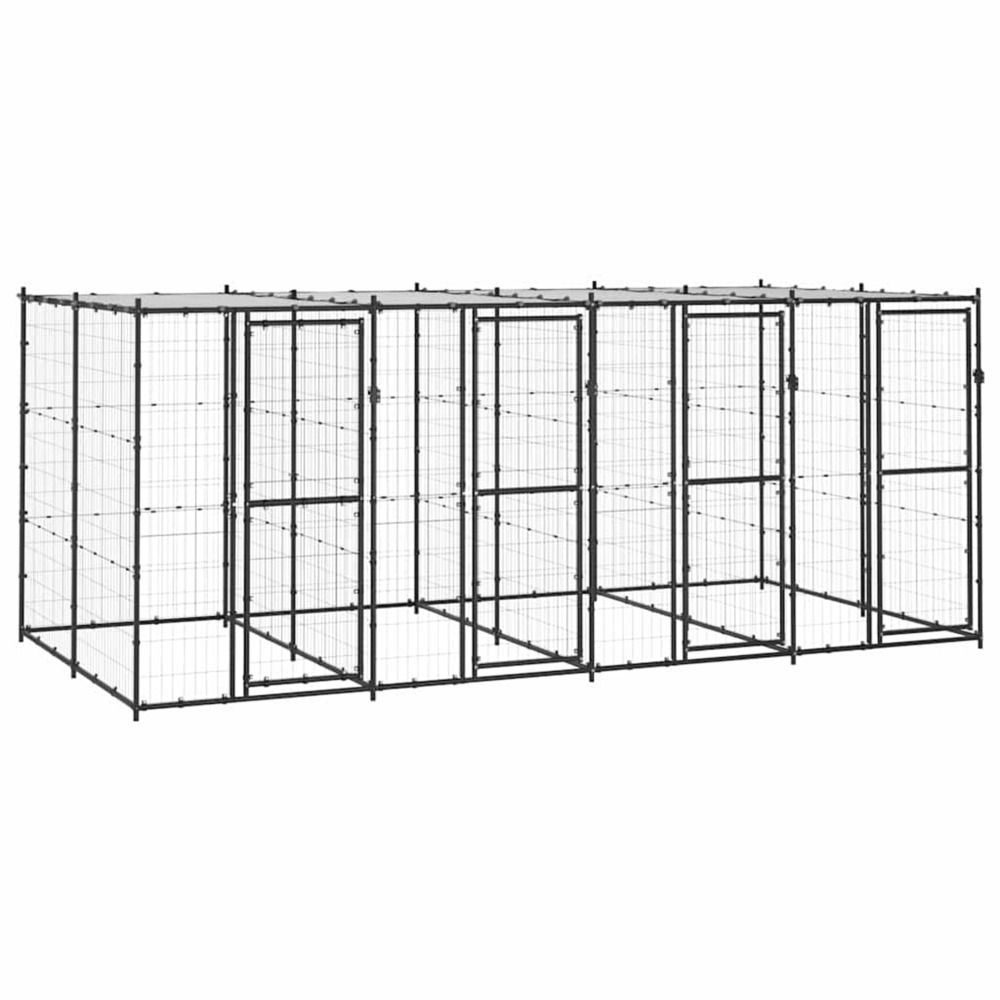 Chenil extérieur acier avec toit 9,68 m²