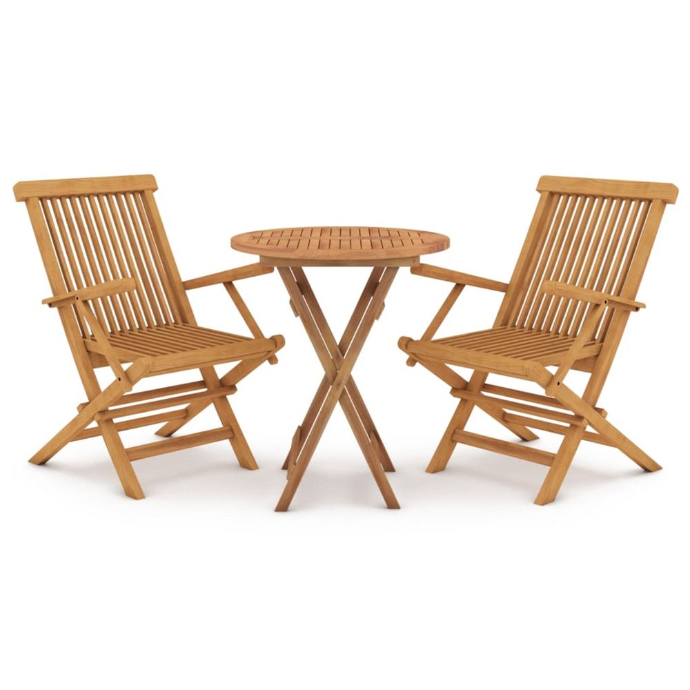Ensemble à manger de jardin 3 pcs bois de teck massif