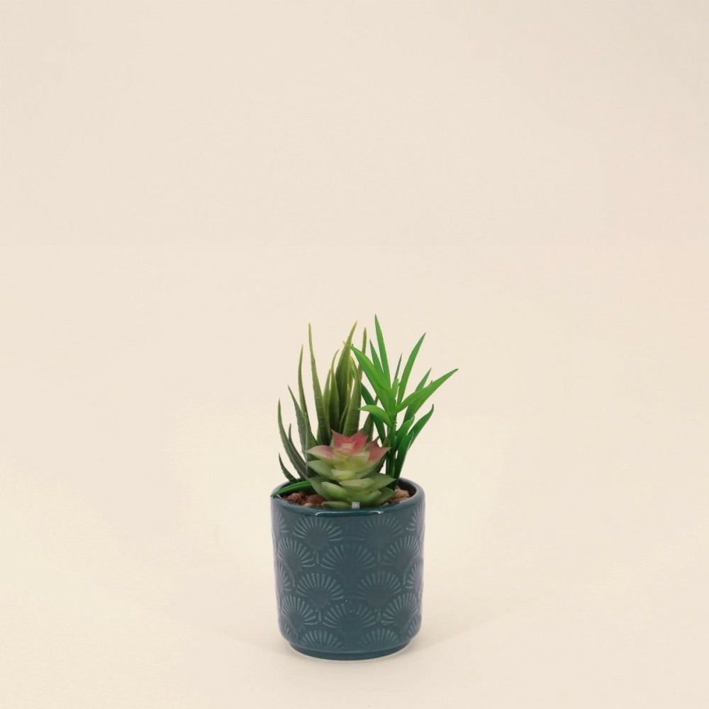 Plante artificielle pot céramique émaillée
