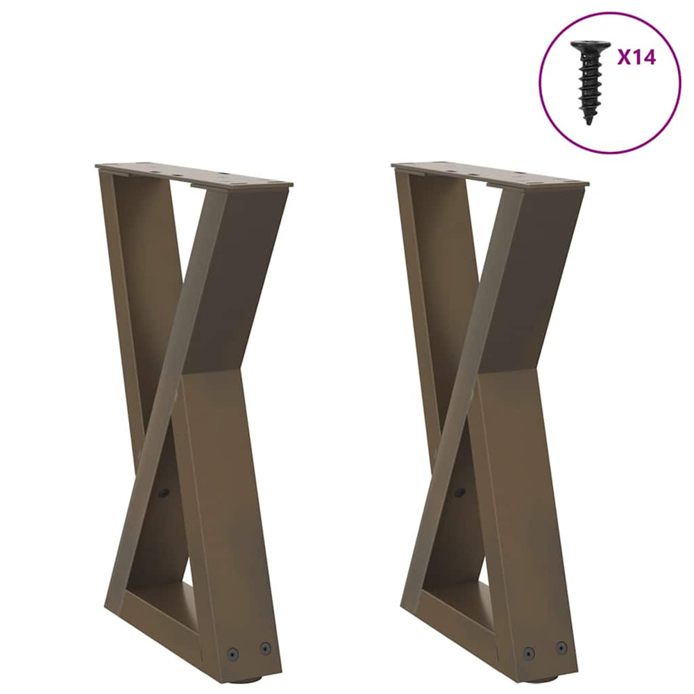 Pieds de table basse 2 pièces acier naturel 38 x (42-43,3) cm acier