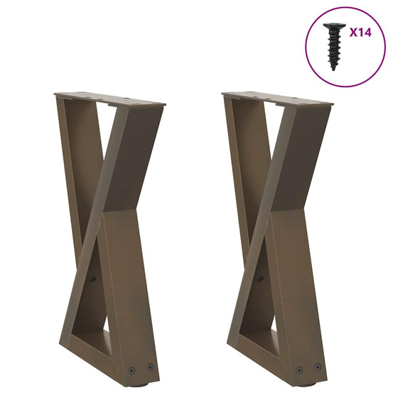 Pieds de table basse 2 pièces acier naturel 38 x (42-43,3) cm acier