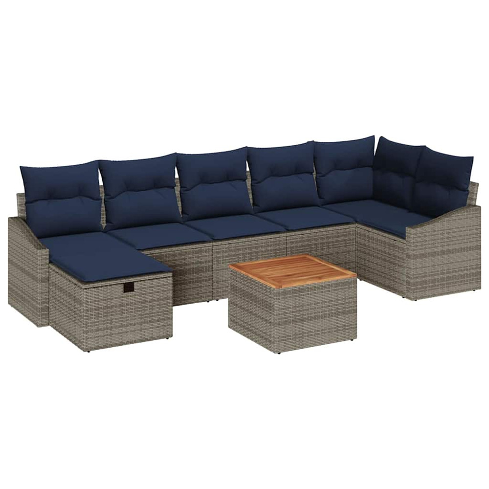 Ensemble de canapé de jardin avec coussin 8 pcs gris poly rotin