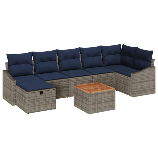 Ensemble de canapé de jardin avec coussin 8 pcs gris poly rotin