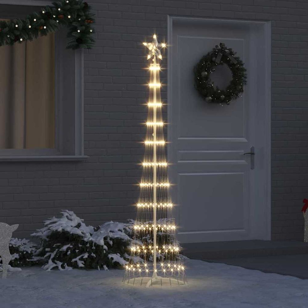 Sapin de noël lumineux led métal intérieur extérieur blanc chaud 190 cm