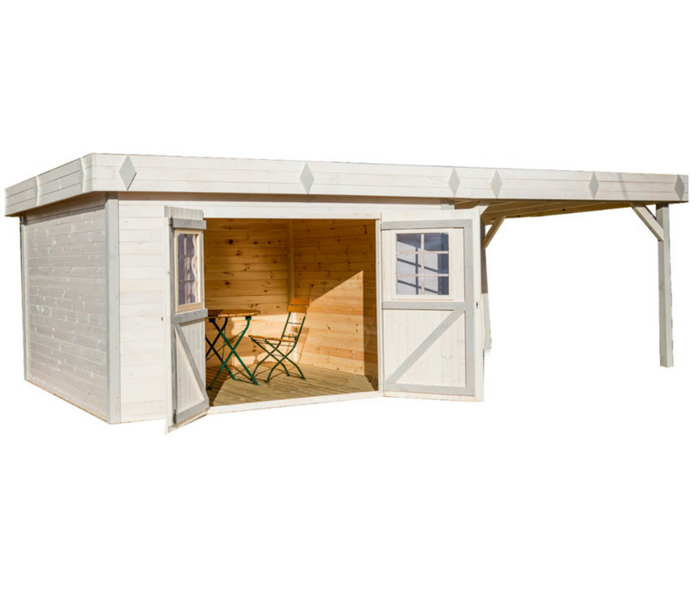 Abri avec terrasse couverte 29. 04m² bois naturel - kmp4040. 02b