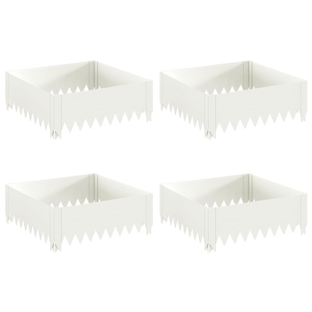 Bordure de pelouse 4 pc 60 x 60 x 20 cm acier blanc