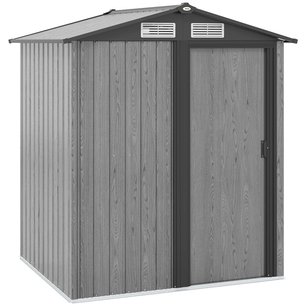 Cabanon de jardin acier galvanisé rangement outils toit incliné 152x132x188cm gris - comfortxl outdoor living