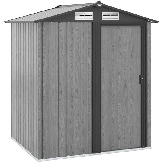 Cabanon de jardin acier galvanisé rangement outils toit incliné 152x132x188cm gris - comfortxl outdoor living