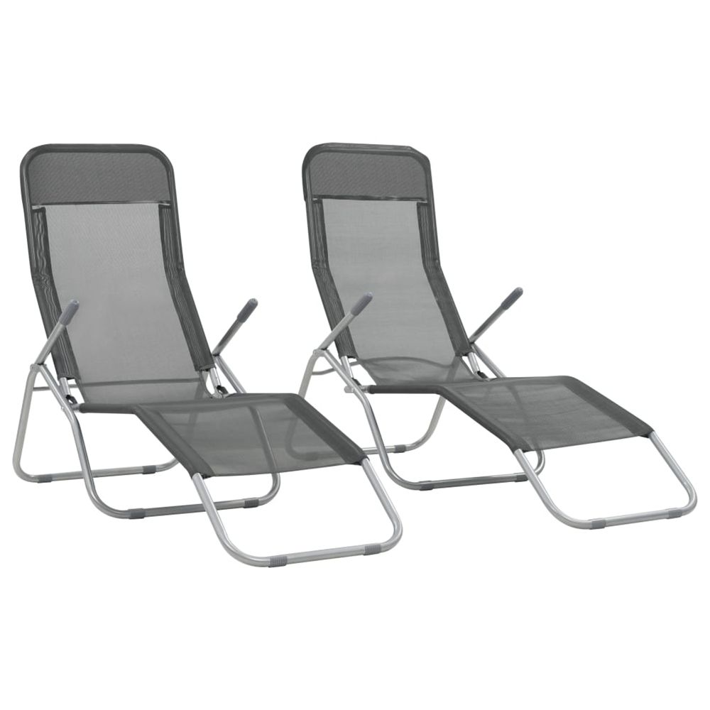 Chaises longues pliables lot de 2 textilène anthracite