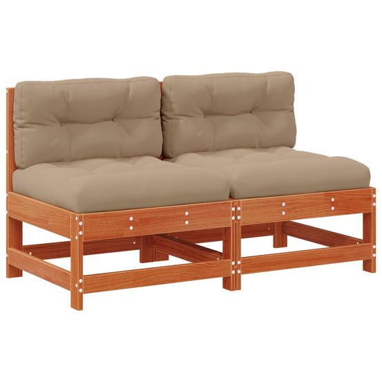 Sofa de jardin milieu bois de pin massif brun cire