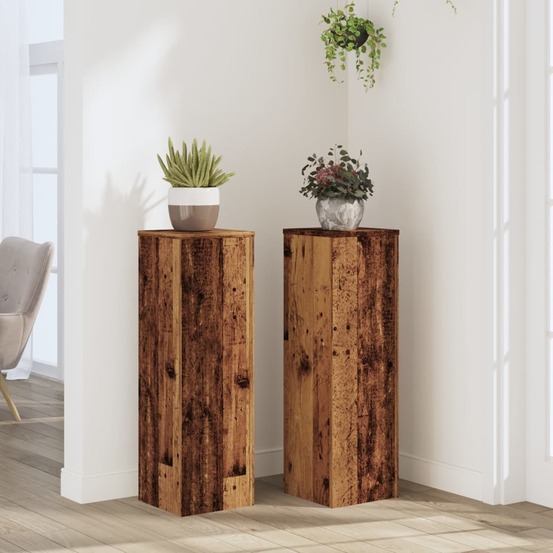 Supports pour plantes 2 pcs vieux bois bois d'ingénierie