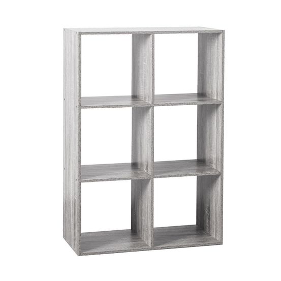Meuble étagère 6 cases de rangement effet chêne gris h 100.5 cm