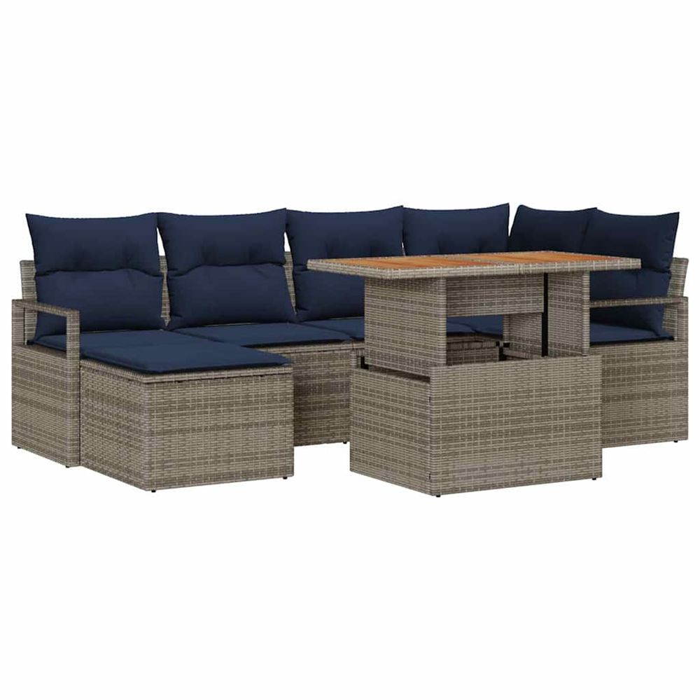 Ensemble de canapé de jardin 7 pc gris polyrotin