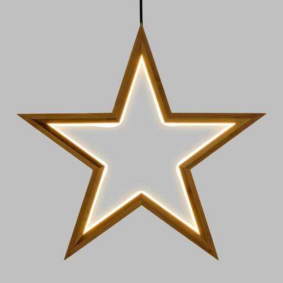 Étoile lumineuse de noël bois naturel néon led blanc chaud bois naturel clair ø35cm lotti