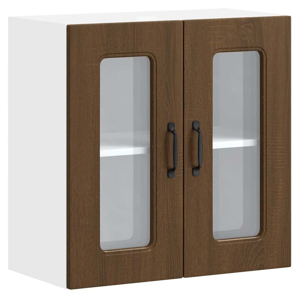 Armoire murale de cuisine et porte en verre kalmar chêne marron