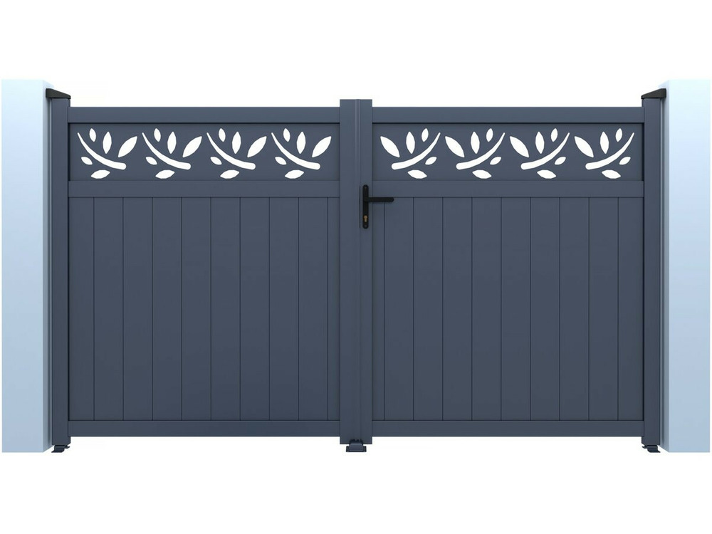 Portail aluminium semi-ajouré à motif 