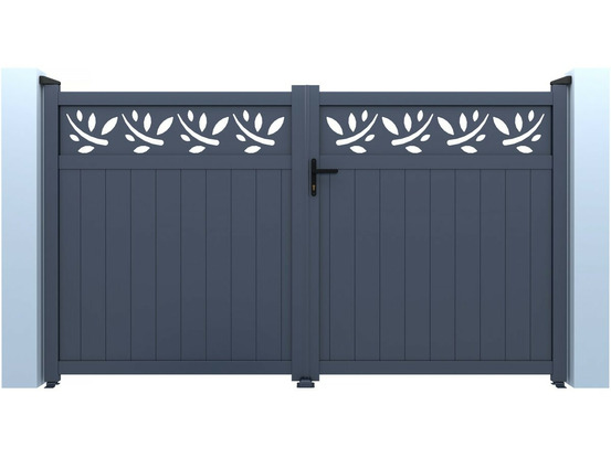 Portail aluminium semi-ajouré à motif