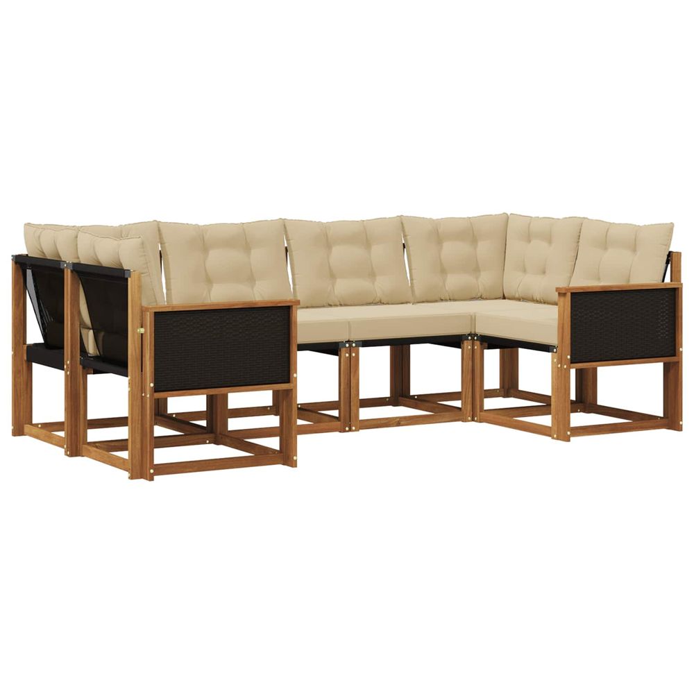 Ensemble de canapés d'extérieur 6 pc naturel et beige
