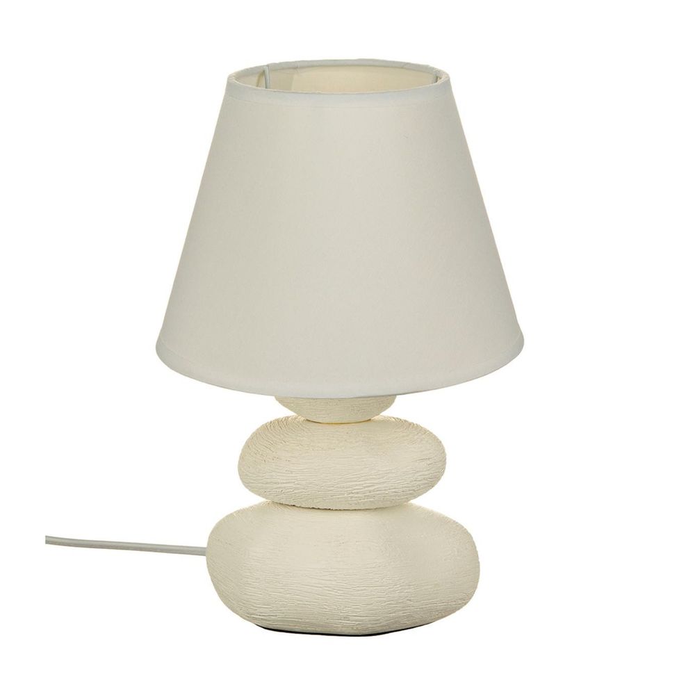 Lampe à poser en céramique striée forme galet h 30 cm