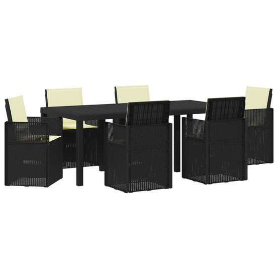 Ensemble de salle à manger pour jardin 7 pc anthracite et crème